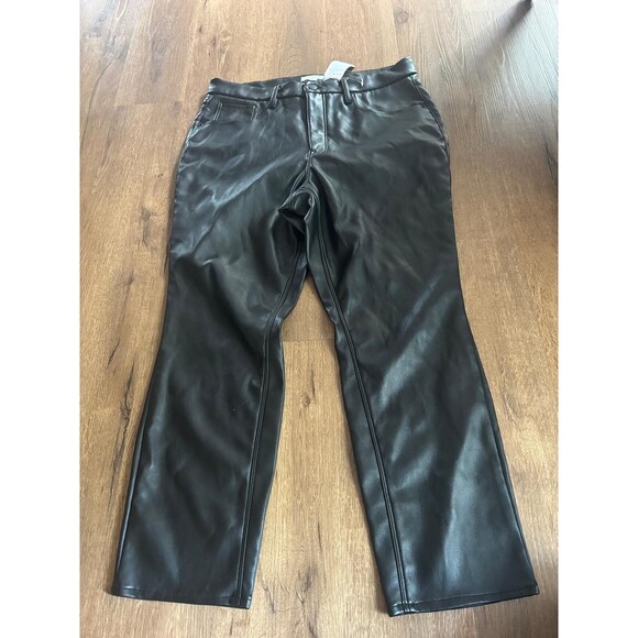 Good American Black GOOD ICON FAUX LEATHER PANTS plus Size 16 NWT - Picture 1 of 6